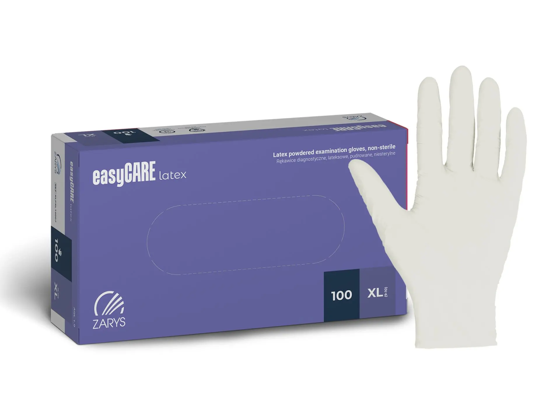 Rukavice vyšetrovacie latexové pudrované easyCARE XL_100ks